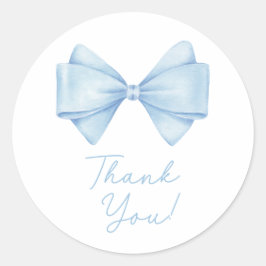 Blue Bow Modern Boy Baby shower Ronde Sticker