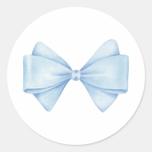Blue Bow Modern Boy Baby shower Ronde Sticker (Voorkant)