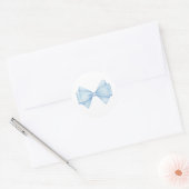 Blue Bow Modern Boy Baby shower Ronde Sticker (Envelop)