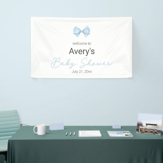 Blue Bow Modern Boy Baby shower Spandoek (Beurs)