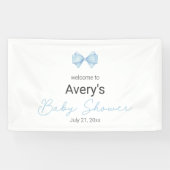 Blue Bow Modern Boy Baby shower Spandoek (Horizontaal)