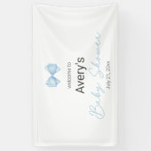Blue Bow Modern Boy Baby shower Spandoek (Verticaal)