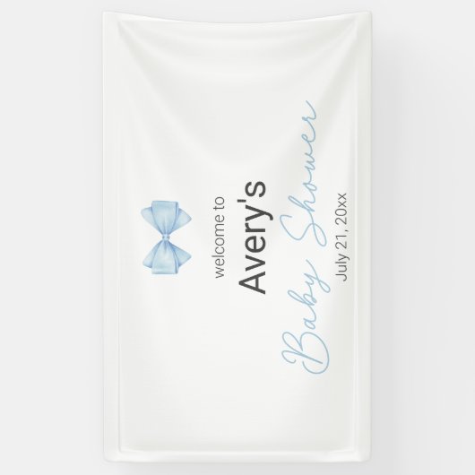 Blue Bow Modern Boy Baby shower Spandoek (Verticaal)