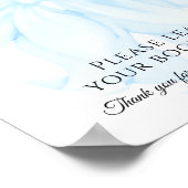 Blue Bow Modern Elegant Baby shower Boek voor Baby Poster (Hoek)