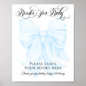 Blue Bow Modern Elegant Baby shower Boek voor Baby Poster (Voorkant)