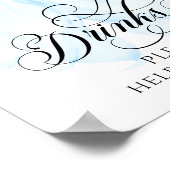 Blue Bow Modern Elegant Baby shower Drinken Poster (Hoek)