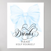 Blue Bow Modern Elegant Baby shower Drinken Poster (Voorkant)