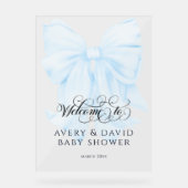 Blue Bow Modern Elegant Boy Baby shower Acryl Bord
