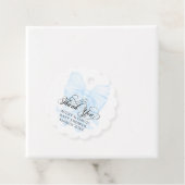 Blue Bow Modern Elegant Boy Baby shower Bedankjes Labels (In situ)