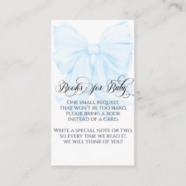 Blue Bow Modern Elegant Boy Baby shower Boeken Informatiekaartje