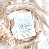 Blue Bow Modern Elegant Boy Baby shower Kaart