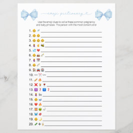 Blue Bow Modern Emoji Baby shower spel