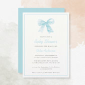 Blue Bow Modern Minimalistisch Jongen Baby shower Kaart