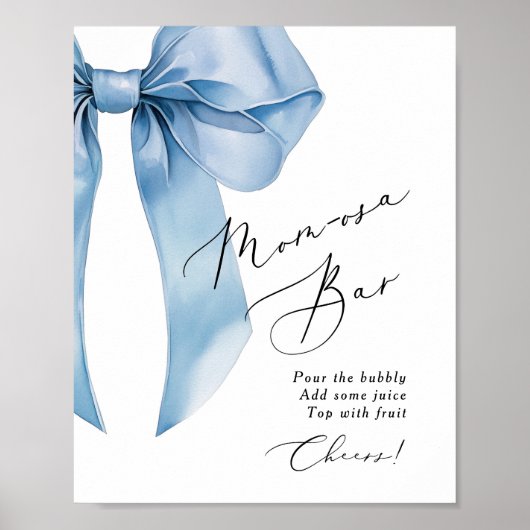 Blue Bow Momosa bar Baby Boy Shower Poster (Voorkant)