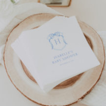 Blue Bow Monogram Crest Baby shower