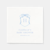Blue Bow Monogram Crest Baby shower Servet (Voorkant)