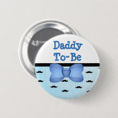 Blue Bow & Mustache papa om Baby shower Button te  (Voorkant /achterkant)
