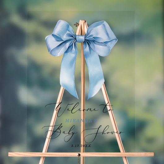 Blue Bow oh Boy Baby shower Welkom Acryl Bord (Neutraal)