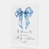 Blue Bow oh Boy Baby shower Welkom Acryl Bord (Hoek)