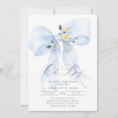 Blue Bow Oh Boy waterverf Baby Boy Shower Kaart (Voorkant)