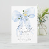 Blue Bow Oh Boy waterverf Baby Boy Shower Kaart (Staand voorkant)