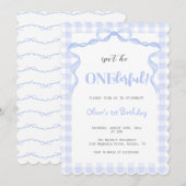 Blue Bow Onederful Boy 1e verjaardag Kaart (Voorkant / Achterkant)