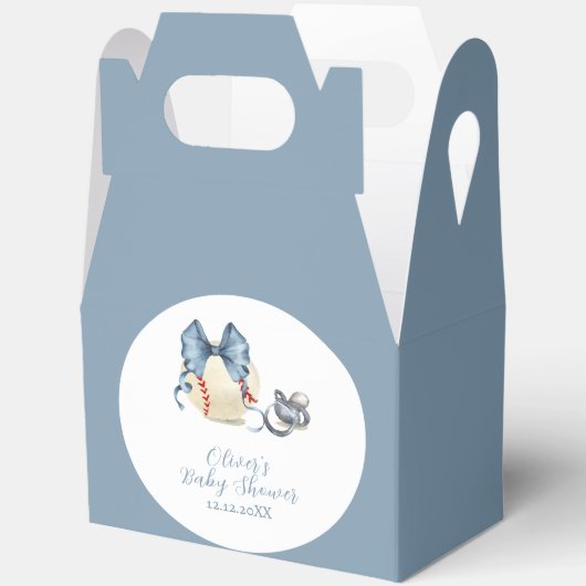Blue Bow Pacifier Baseball Sport Baby Shower  Bedankdoosjes (Open)