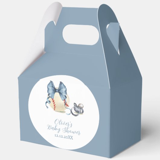Blue Bow Pacifier Baseball Sport Baby Shower  Bedankdoosjes (Achterkant)
