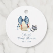 Blue Bow Pacifier Baseball Sport Baby Shower  Bedankjes Labels (Voorkant)