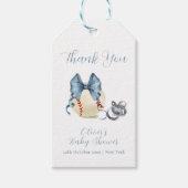 Blue Bow Pacifier Baseball Sport Baby Shower Cadeaulabel (Voorkant)