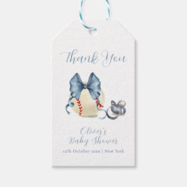 Blue Bow Pacifier Baseball Sport Baby Shower  Cadeaulabel