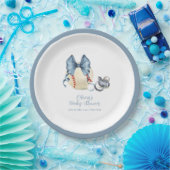 Blue Bow Pacifier Baseball Sport Baby Shower  Papieren Bordje (Feest)