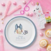 Blue Bow Pacifier Baseball Sport Baby Shower  Papieren Bordje (Feest)