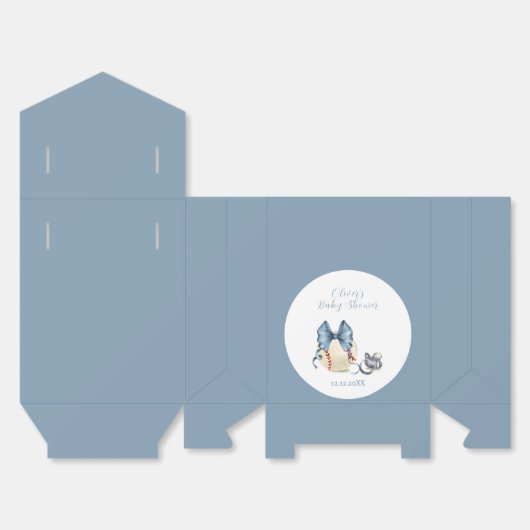 Blue Bow Pacifier Baseball Sport Boy Baby Shower  Bedankdoosjes (Ongevouwen)