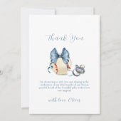 Blue Bow Pacifier Baseball Sport Boy Baby Shower  Bedankkaart (Voorkant)