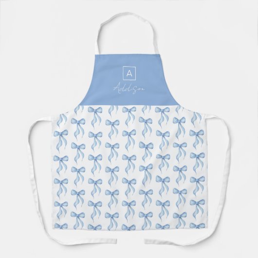 Blue Bow Pattern Monogram Personalized Schort (Voorkant)