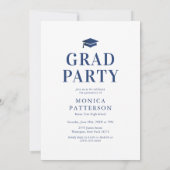 Blue Bow Photo Graduation Party Kaart (Achterkant)