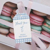 Blue bow plaid eenvoudige jongen baby shower cadeaulabel