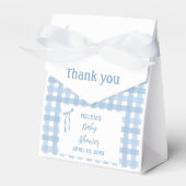 Blue bow plaid eenvoudige jongens baby shower bedankdoosjes (Voorkant Zijde)