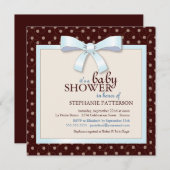 Blue Bow Polka Dot Boy Baby shower Kaart (Voorkant / Achterkant)