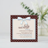 Blue Bow Polka Dot Boy Baby shower Kaart (Staand voorkant)