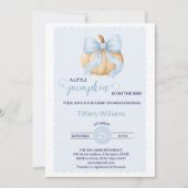 Blue bow pompoen baby shower minimalistisch kaart (Voorkant)
