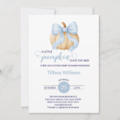 Blue bow pompoen baby shower minimalistisch kaart (Voorkant)