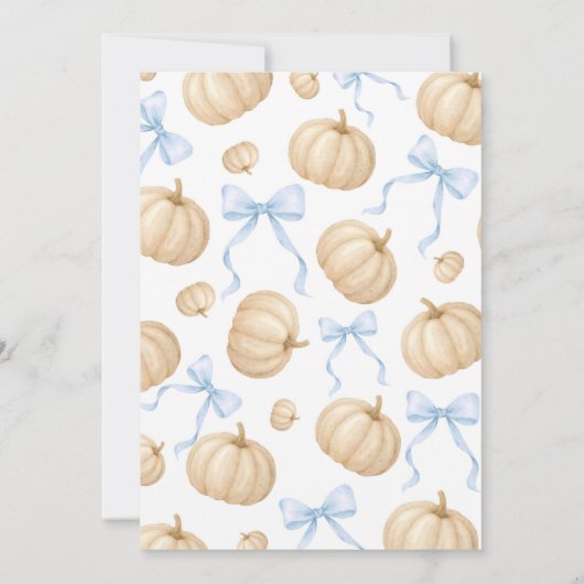 Blue bow pompoen baby shower minimalistisch kaart (Achterkant)