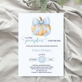 Blue bow pompoen baby shower minimalistisch kaart