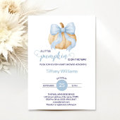 Blue bow pompoen baby shower minimalistisch kaart
