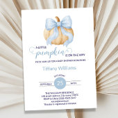 Blue bow pompoen baby shower minimalistisch kaart