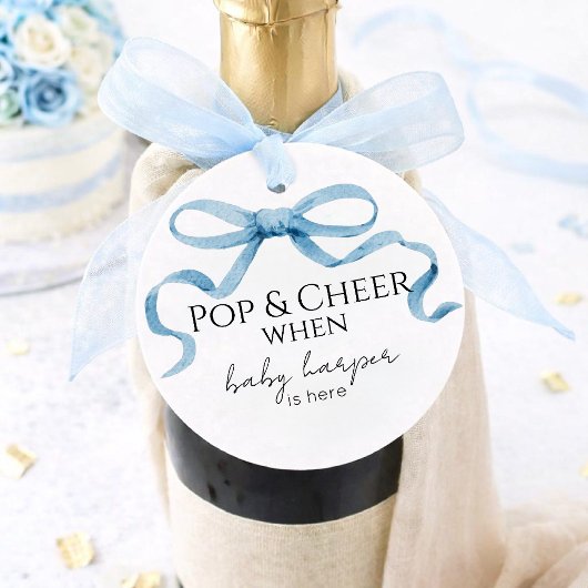 Blue Bow Pop And Cheer  Bedankjes Labels