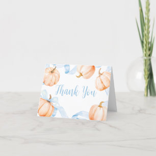 Blue Bow Pumpkin-Baby shower Bedankkaart