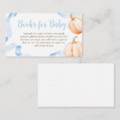 Blue Bow Pumpkin Baby Shower Books for Baby Informatiekaartje (Voorkant / Achterkant)